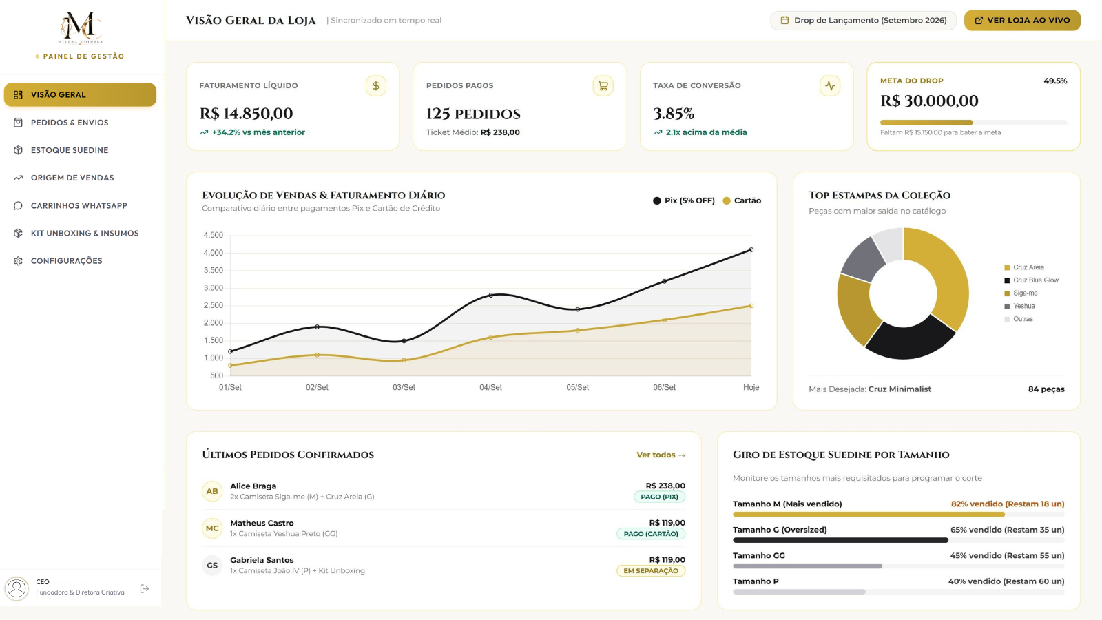 Painel de Gestão e Dashboard BI E-commerce